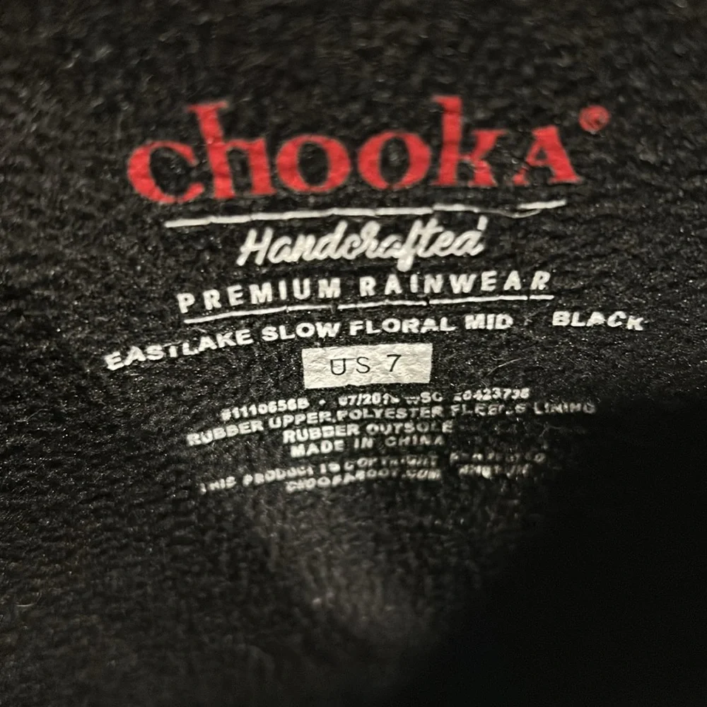 Chooka womens Eastlake Premium slip in floral Mid calf lined Rain Boots size 7